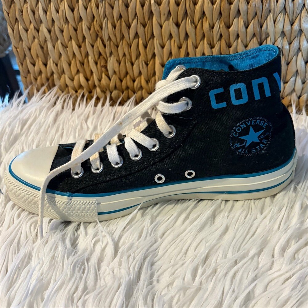 Converse Chuck Taylor All Star Hi Roll Down High Top Sneakers Black/Blue 9